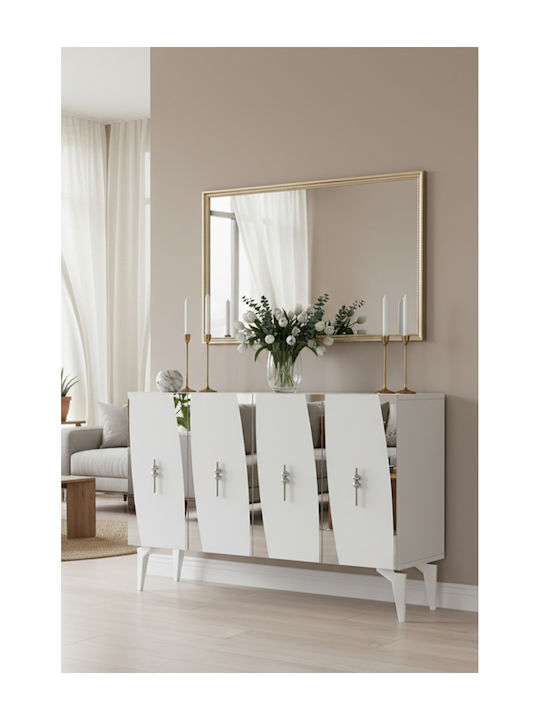 SteweHome Sideboard Holz 120x32x79cm Weiß