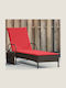 Rattan Deckchair with Pillow & Wheels Brown 161x61x87cm