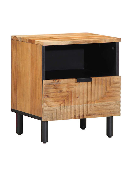Metal Bedside Table With Beige Glass Surface 40x33x46cm