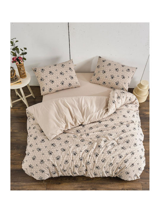 Rebeka Home Подредба Плик За Завивка 100% Памук 150x220см Единичен с Калъфка и 1 Чаршаф Бежов