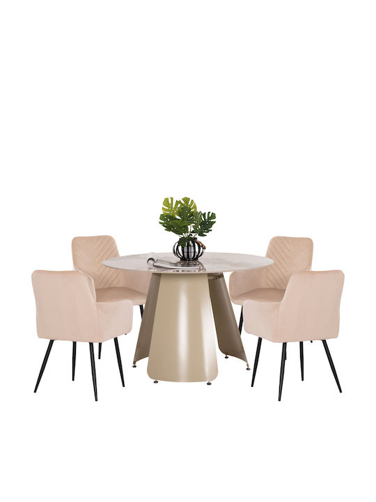 Dining Set Sedar with 4 Chairs 120x120cm