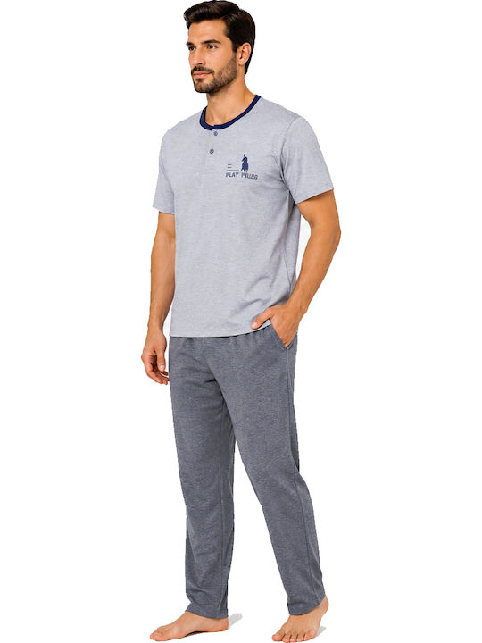 Cool Sommer Herrenpyjama Grau