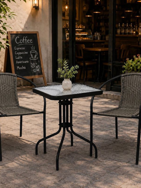 Garten- und Outdoor-Möbelsets Speisesaal Baleno-w 3 Stück Schwarz