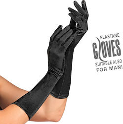 Karnevalsaccessoires Handschuhe Schwarz Satin 40cm