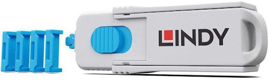 Lindy Port Blocker Hdmi 1 Key + 4 X Blocks Blue