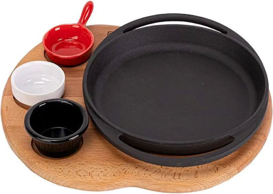 Lava Piatelă De Servire Din Lemn Neagră Cu Diametru 20cm
