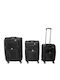 Due esse Tris Fabric Black Suitcases with 4 Wheels Set 3pcs
