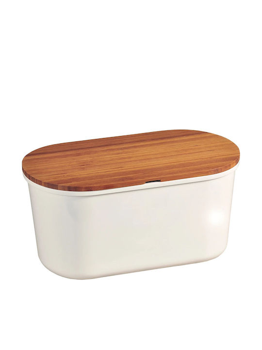 Kesper Ψωμιέρα με Καπάκι Ξύλινη Λευκή 37x21.5x18cm