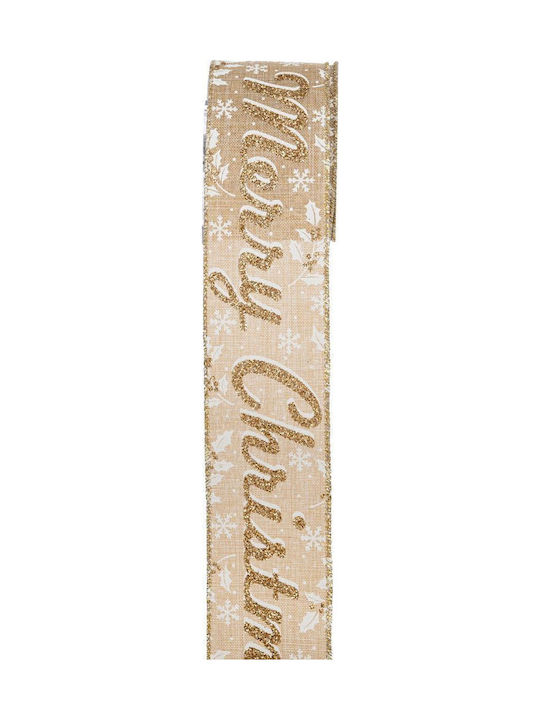 Panglică 63mm X 10merry Christmas Auriu