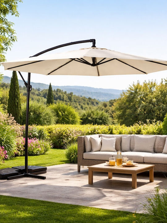 Hanging Circular Aluminum Banana White Parasol Φ3m