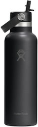 Hydro Flask Flex Stainless Steel Thermos Bottle BPA Free 600ml Black with Straw