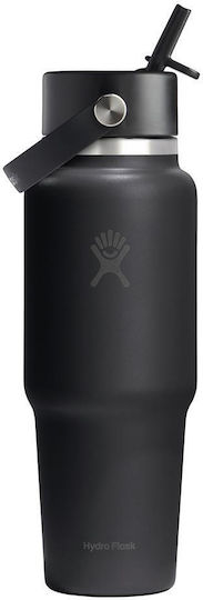 Hydro Flask Flask Μπουκάλι Θερμός Ανοξείδωτο 946ml Black με Καλαμάκι