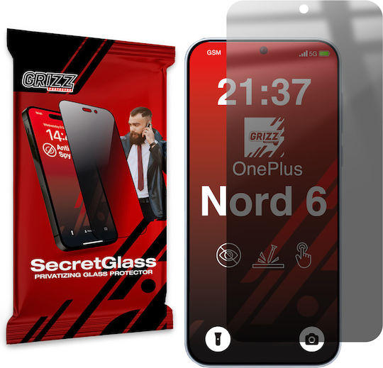 Grizzglass Secretglass Privacy Hybrid Glass Screen Protector Compatible Oneplus Nord 6 Black