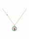 Tree Necklace Made of Gold Plated Steel Turquoise