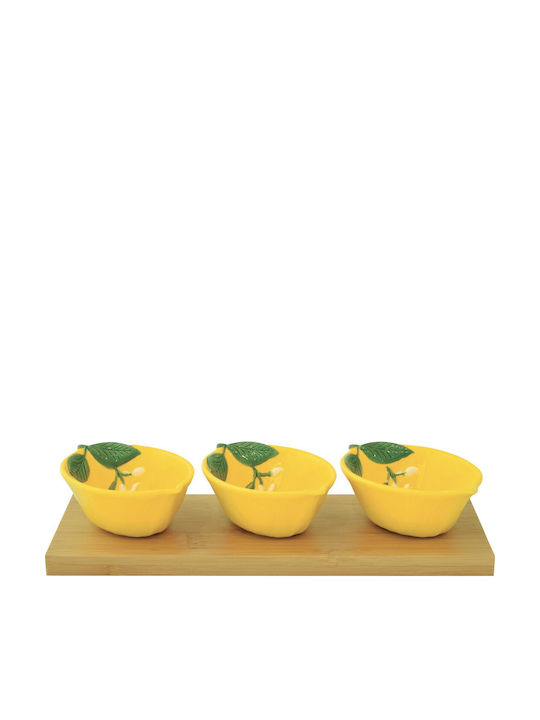 Easy-Life Ορντεβιέρα από Πορσελάνη Κίτρινη Π10xΜ7xΥ4cm 4τμχ