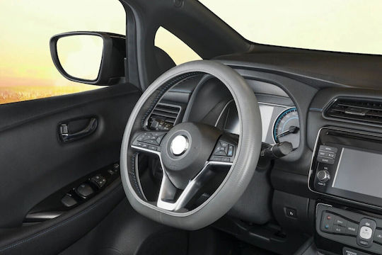 Universal Eco Leather Steering Wheel Cover 37-38cm Black-grey