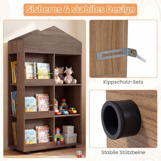 Bücherregal Boden Holz Braune 116x30x64cm