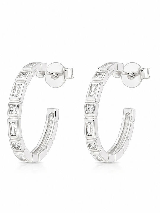Breeze Earrings Hoops Silver with Stones
