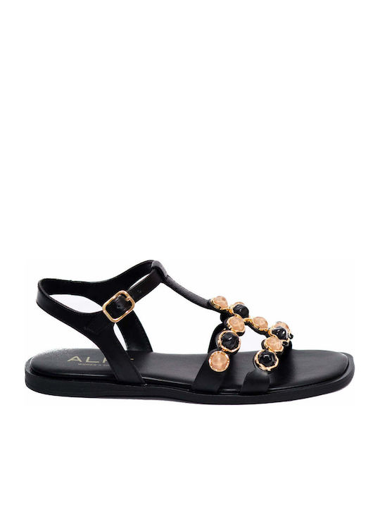 Alpe Deri Frauen Flache Sandalen Schwarz