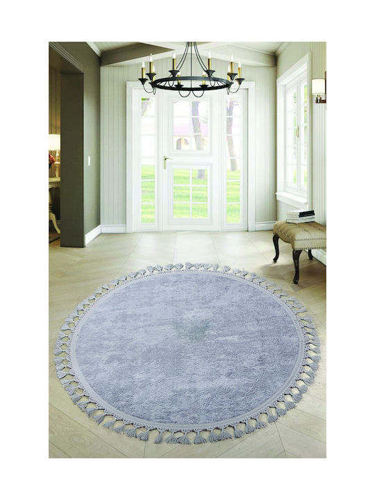SteweHome Non-Slip Round Gray Rug Φ120cm