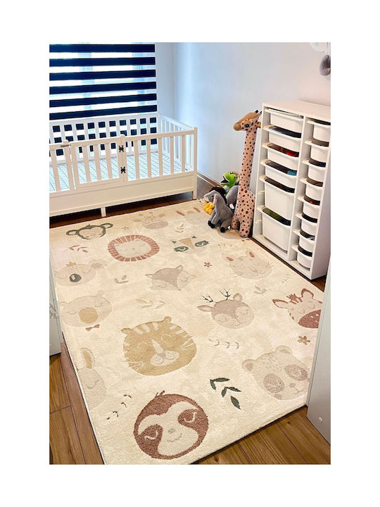 SteweHome Παιδικό Χαλί Πεταλούδες Μπεζ 120x180cm