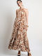 Sommer Maxi Damenkleid mit Rüschen Braune