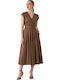 Summer Midi Wrap Dress Brown