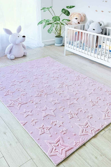SteweHome Kids Rug Stars Cotton Pink 80x100cm Thickness 60mm