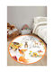 SteweHome Covor Pentru Copii Portocaliu Rotund Cu Diametru 40cm Grosime 60mm