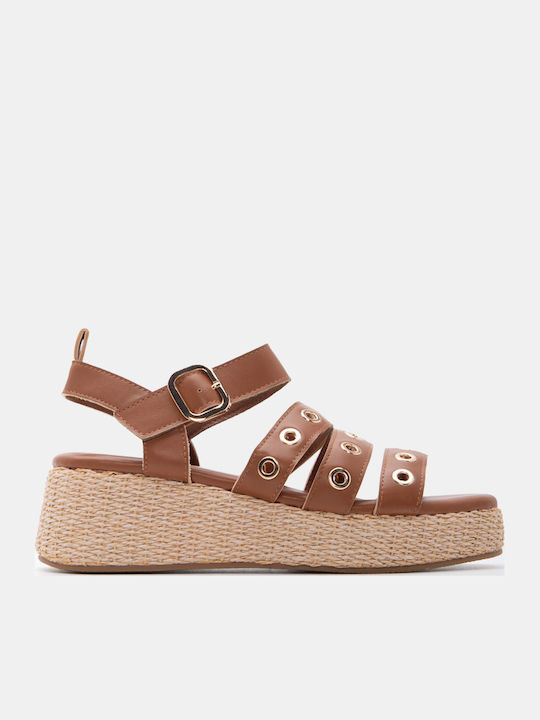 Summer Women's Platforms in Brown Espadrille Style
