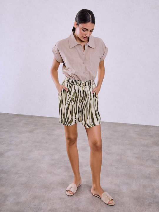 Celestino Damen-Shorts aus Viskose Khaki
