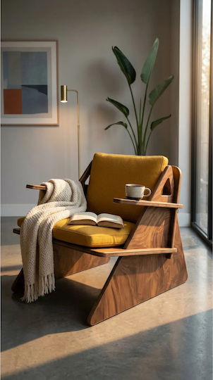 Armchair 65x55x45cm Yellow Armchair 65x55x45cm Yellow