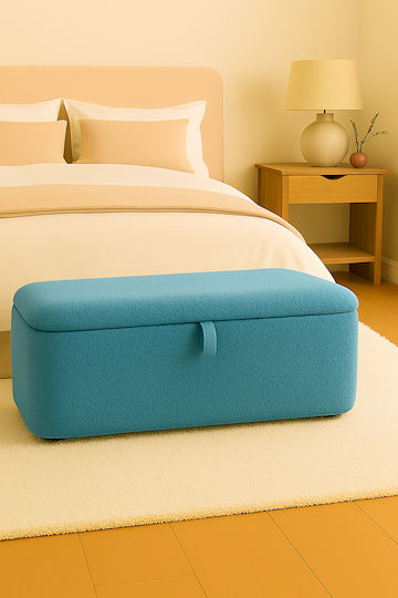 Hocker Für Das Wohnzimmer Mit Stauraum Bezogen Mit Stoff Türkis
