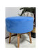 Living Room Wooden Blue Stools