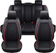 Luxury Universal Leather Textile Upholstery Set Black Red Stitching Front Rear Seats