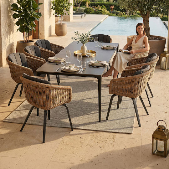 Garten- und Outdoor-Möbelsets Speisesaal Victus 9 Stück Grau mit Kissen