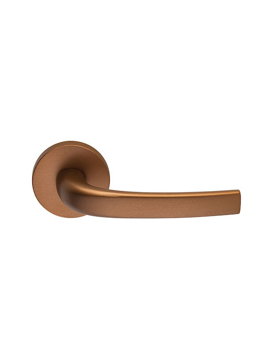 Zogometal Middle Door Lever with Rosette 302 Pair with Mouthpiece Copper Aged