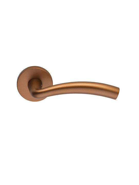 Zogometal Middle Door Lever with Rosette 306 Pair with Mouthpiece Copper Aged