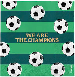 Χαρτοπετσέτες "we Are Champions" Πράσινες Ριγέ Μπάλες Ποδοσφαίρου 20τμχ