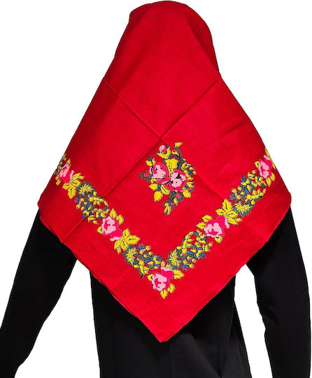 Cycladic Women's Large Traditional Costume Headscarf Mark203 Burgundy