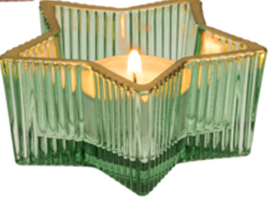 Zmart Imports Christmas Glass Candlestick Green 8.6x4cm