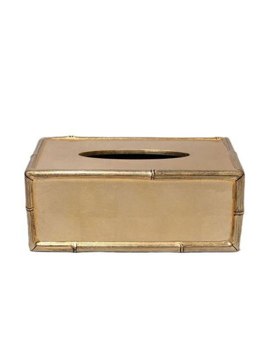 Caspari Θήκη για Χαρτομάντηλα Ξύλινη Χρυσή 26x14.5x10cm