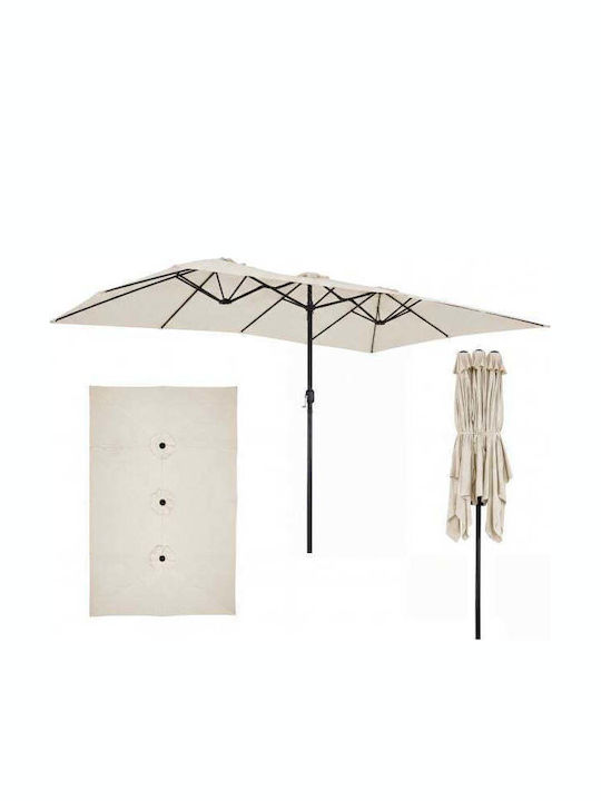 Professional Square Metal Beige Parasol 4.3x2.76xH2.6m