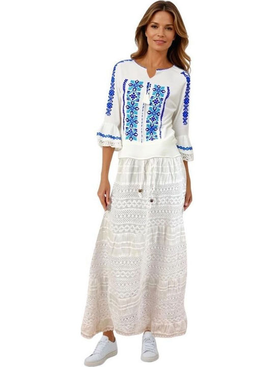 Φούστα Floral White Crystal