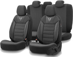 Luxury Upholstery Set Otom Textile Eco Leather Toro Sport Design – Black Gray Stitching Front Rear Seats