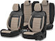 Луксозен Комплект Калъфи Otom Текстил Изкуствена Кожа Comfort Line Дизайн Бежово-Черни Бежов Шев Предни Задни Седалки