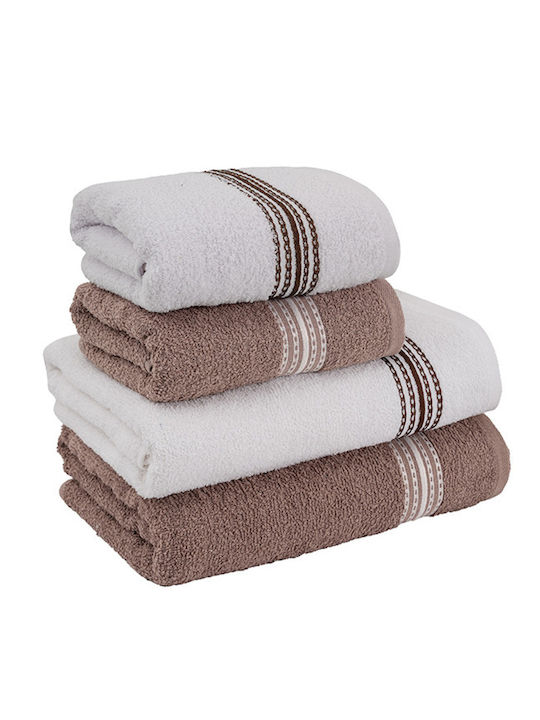 SteweHome Bath Towels Set 4pcs Brown