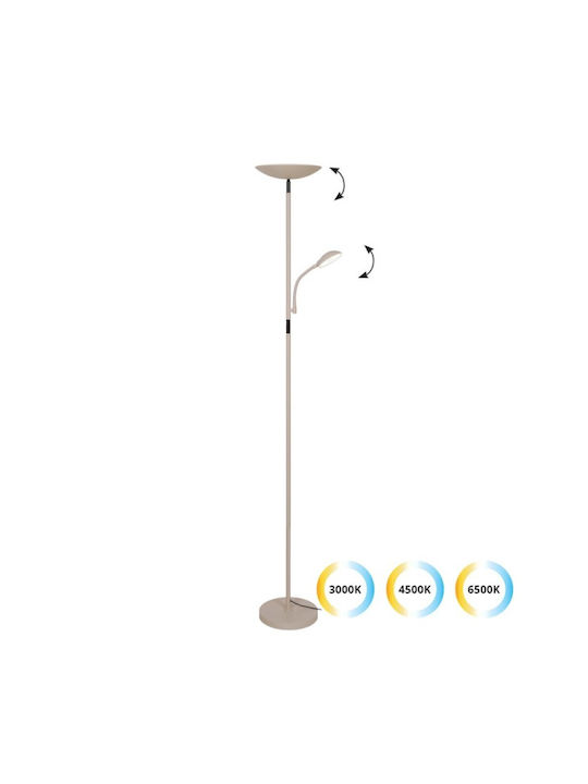 Viokef LED Floor Lamp H178xL250cm With Warm White Light 1900lm Beige