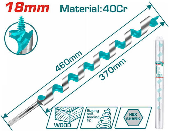 Total Трябвачка с Шестоъгълно Сте́лехо за Дърво 18x460mm