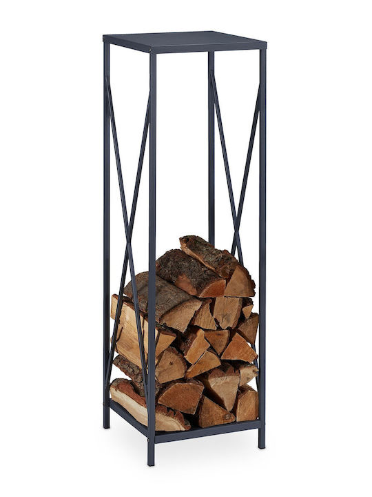 Relaxdays Raft Din Lemn Pentru Depozitare Lemne 112x34x34cm Gri